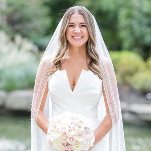 A.B. Ellie Hayden Pearl Chapel Length Veil - Ivory